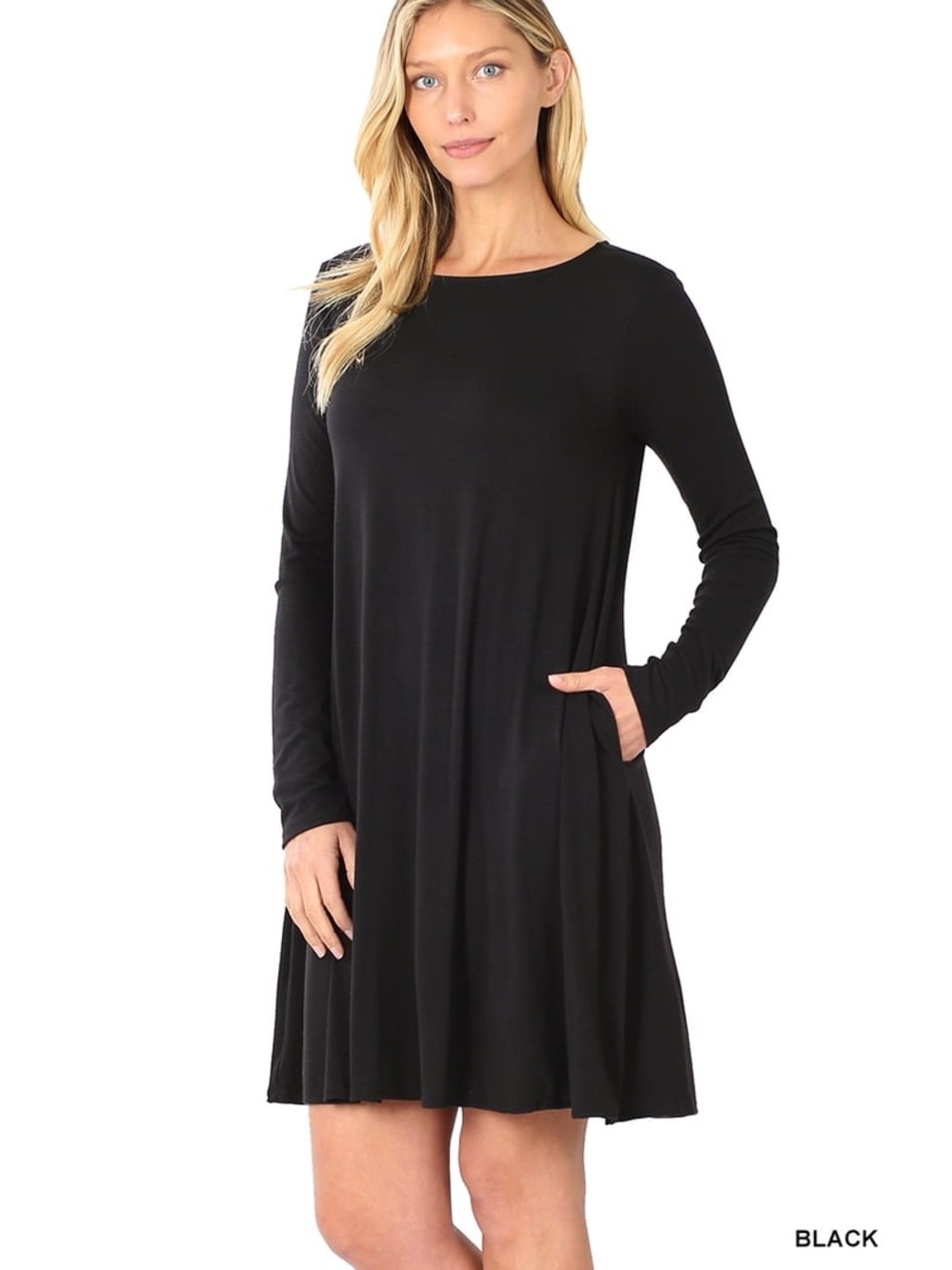 Old Navy Black Long Sleeve Swing Dress Size M